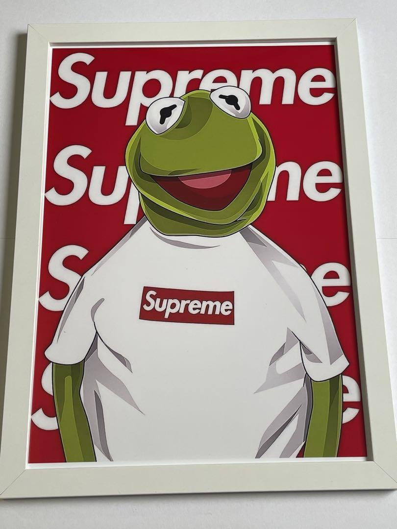 シュプリーム ×Kermit the frog 慌ただしい 額付き SUPREME