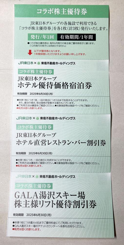 JR東日本 × 東急不動産ホールディングス コラボ株主優待券セット１組