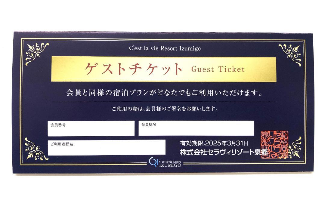 ゆうゆ様専用 セラヴィリゾート泉郷 令和6年度 ゲストチケット １枚 こころよき