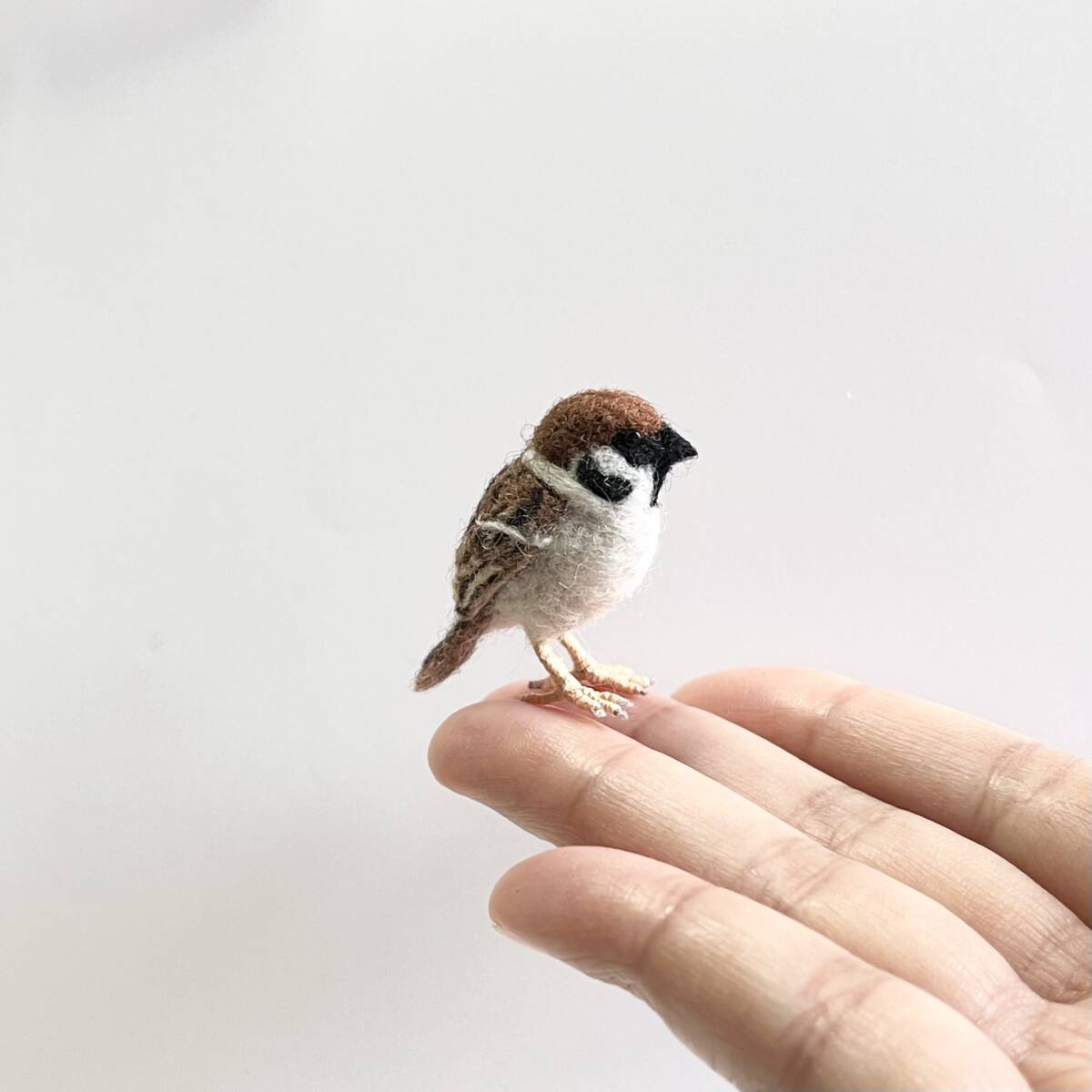 羊毛フェルト鳥 豆すずめ 高から ハンドメイド ミニチュア