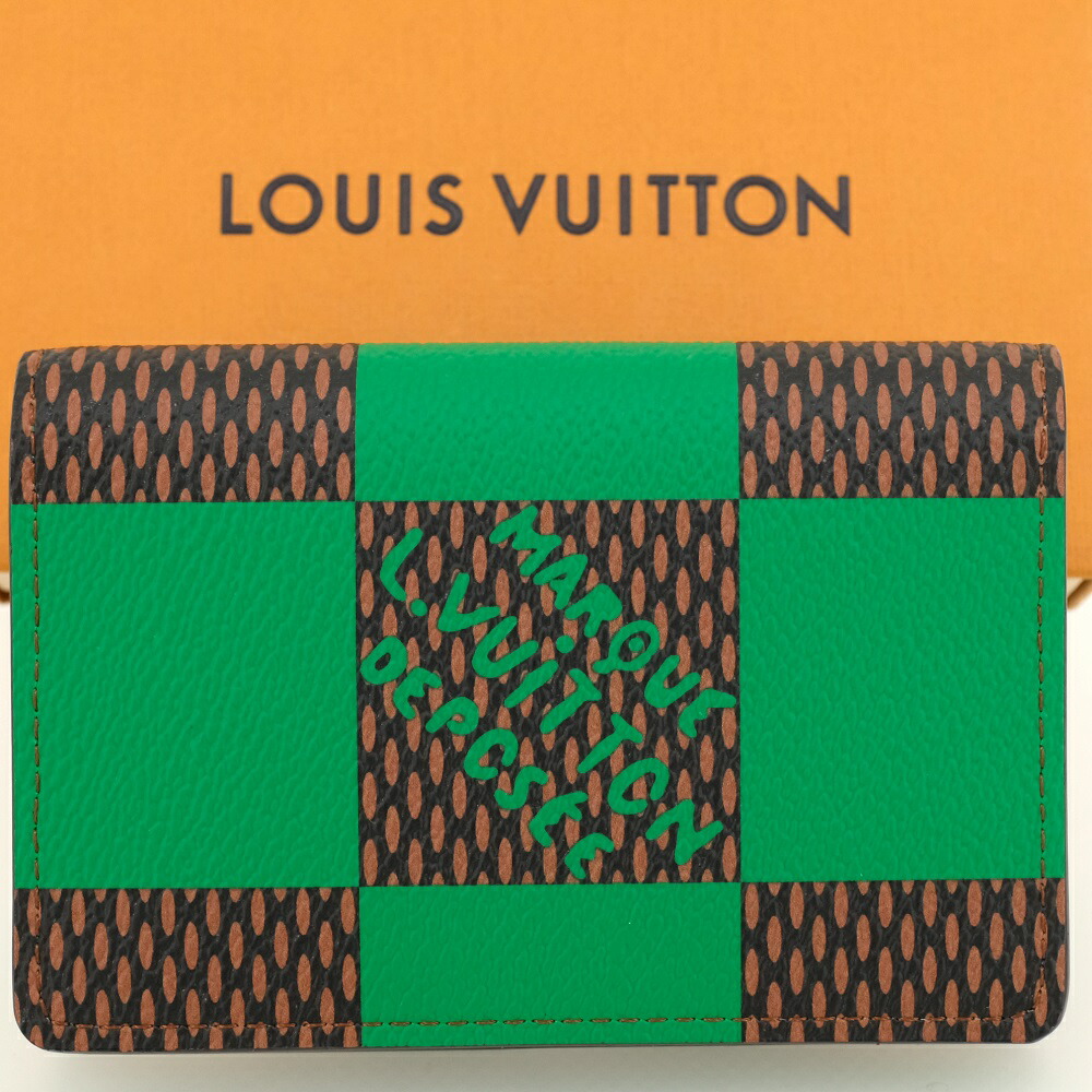 未使用品】LOUIS VUITTON ルイヴィトン オーガナイザー・ドゥ ポッシュ カードケース 名刺入れ ダミエ・ポップ グリーン  キャンバス/レザー N40613 RFID（ICチップ入り） 箱 残り少なく 保存袋 【新古品】