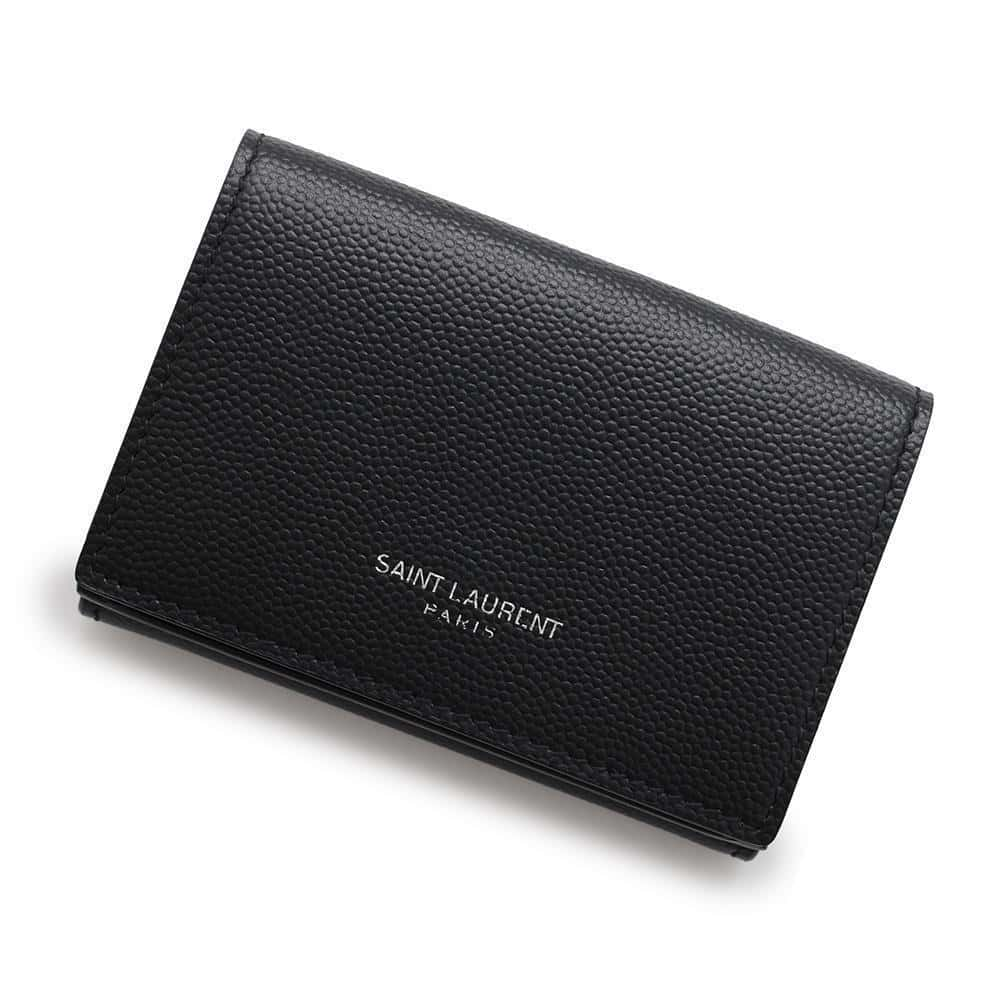 サンローランパリ 三つ折り財布 タイニーウォレット レザー 459996 SAINT LAURENT PARIS 財布 黒 大人げ 【