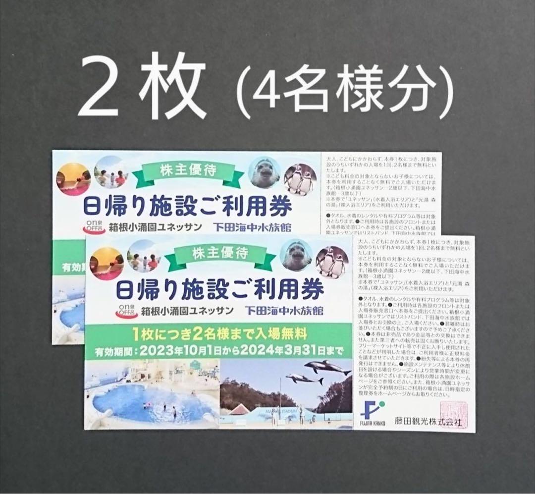 ユネッサン 下田海中水族館 藤田観光 株主優待券 2枚 箱根小涌園 森