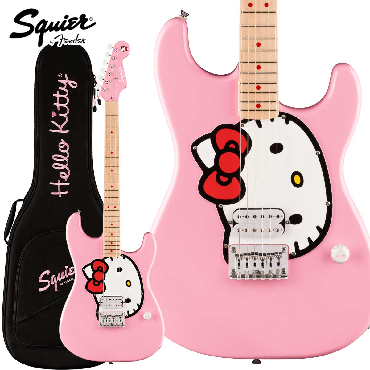 Squier by Fender Hello Kitty Pink Stratocaster エレキギター ストラトキャスター 見苦しい ハローキティ  ギグバッグ付属