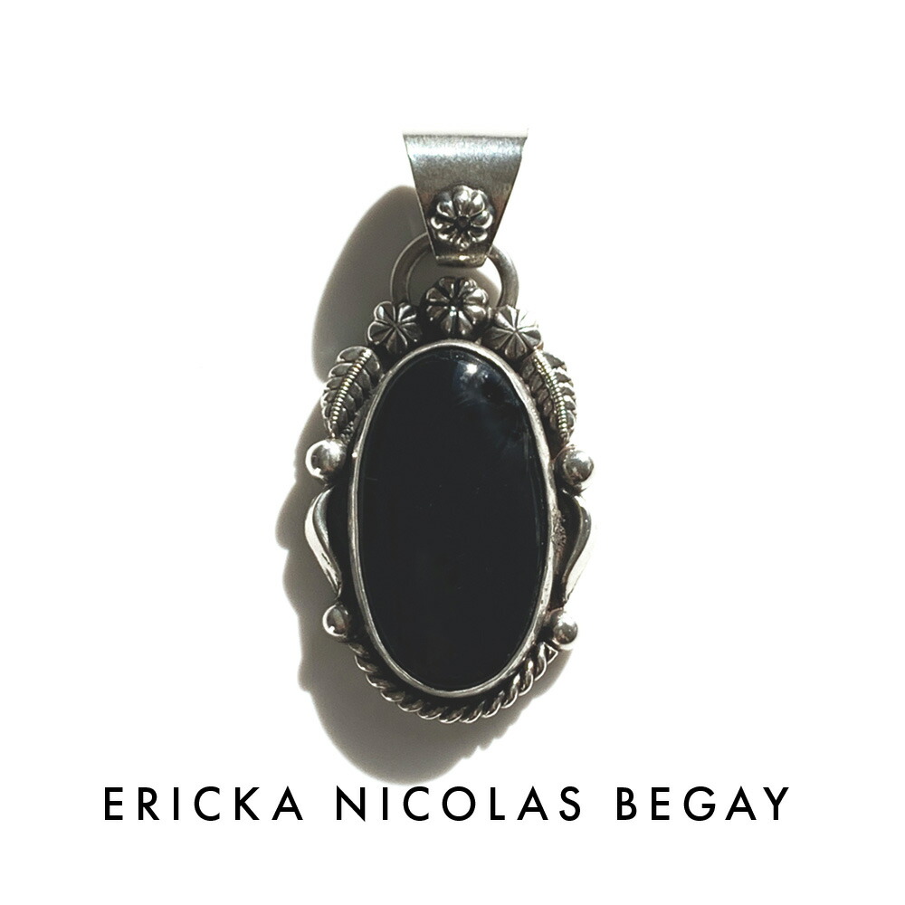 ERICKA NICOLAS BEGAY エリッカ ニコラス ビゲイ onyx 19 pendant top オニキス ペンダントトップ ナバホ族  天然石 シルバー インディアンジュエリー メンズ レディース パワーストーン ブラック のみ ブランド