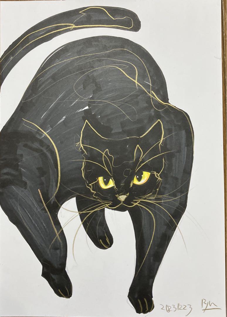 黒猫 絵画 イラスト ドローイング お買得商品特集