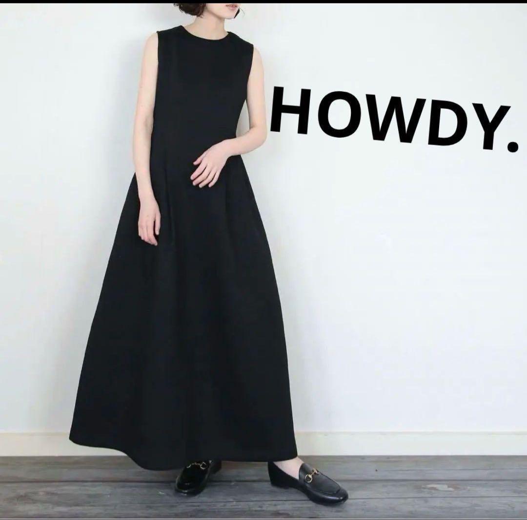 HOWDY ボリューム ロングワンピース おすすめアイテム ノースリーブ 黒 カットソー ふんわり