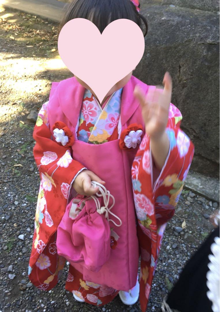 七五三、3歳女の子、着物セット、子供用 目立つ ピンク、赤、小町