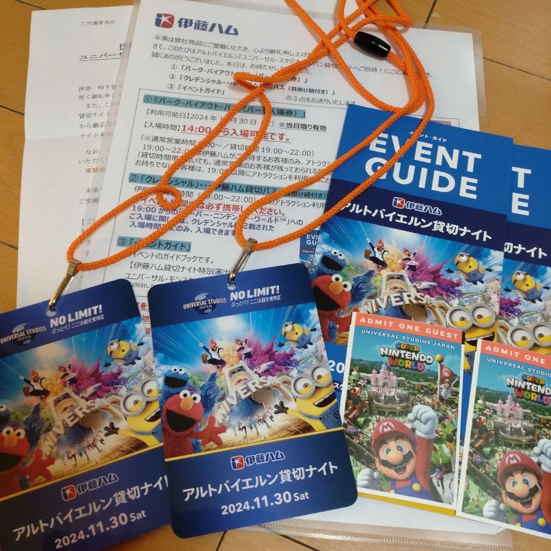ユニバーサルスタジオジャパン 入場券 2024年11月30日 貸切ナイト 2名 セット
