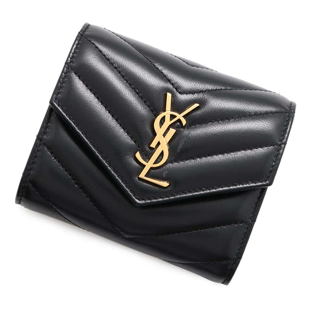 サンローランパリ 三つ折り財布 カサンドラ マトラッセ マルチフォールド ウォレット 692061 SAINT LAURENT PARIS 黒  【安心保証】 【中古】 サンローランパリ 財布 サンローランパリ レディース SAINT LAURENT PARIS WALLET