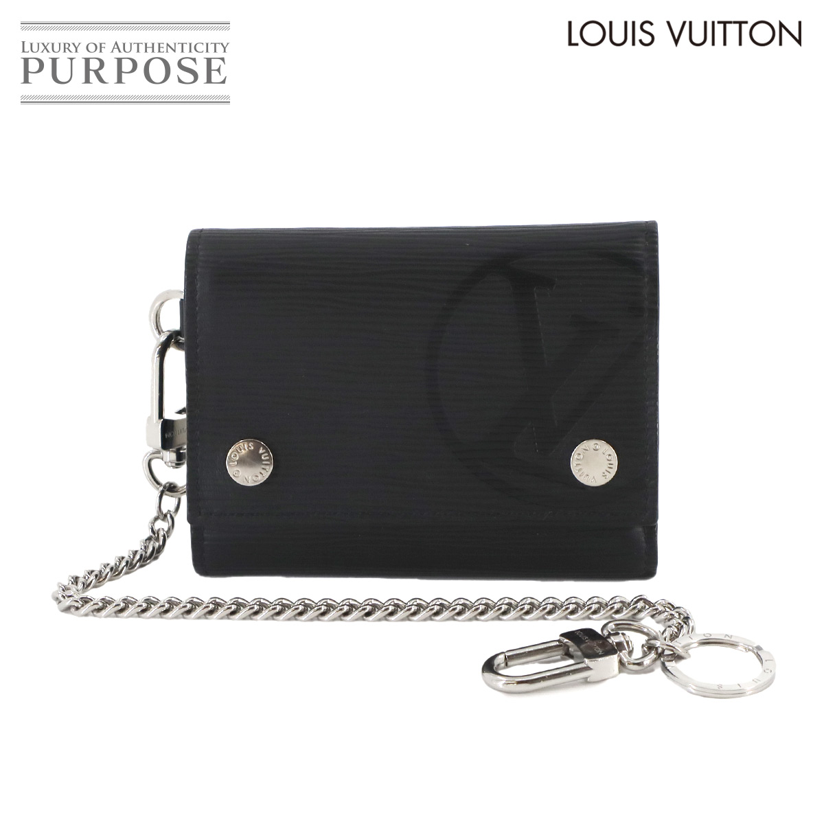 ルイ ヴィトン LOUIS VUITTON エピ チェーン コンパクト ウォレット 三つ折り 財布 レザー ノワール M63518 Epi Chain