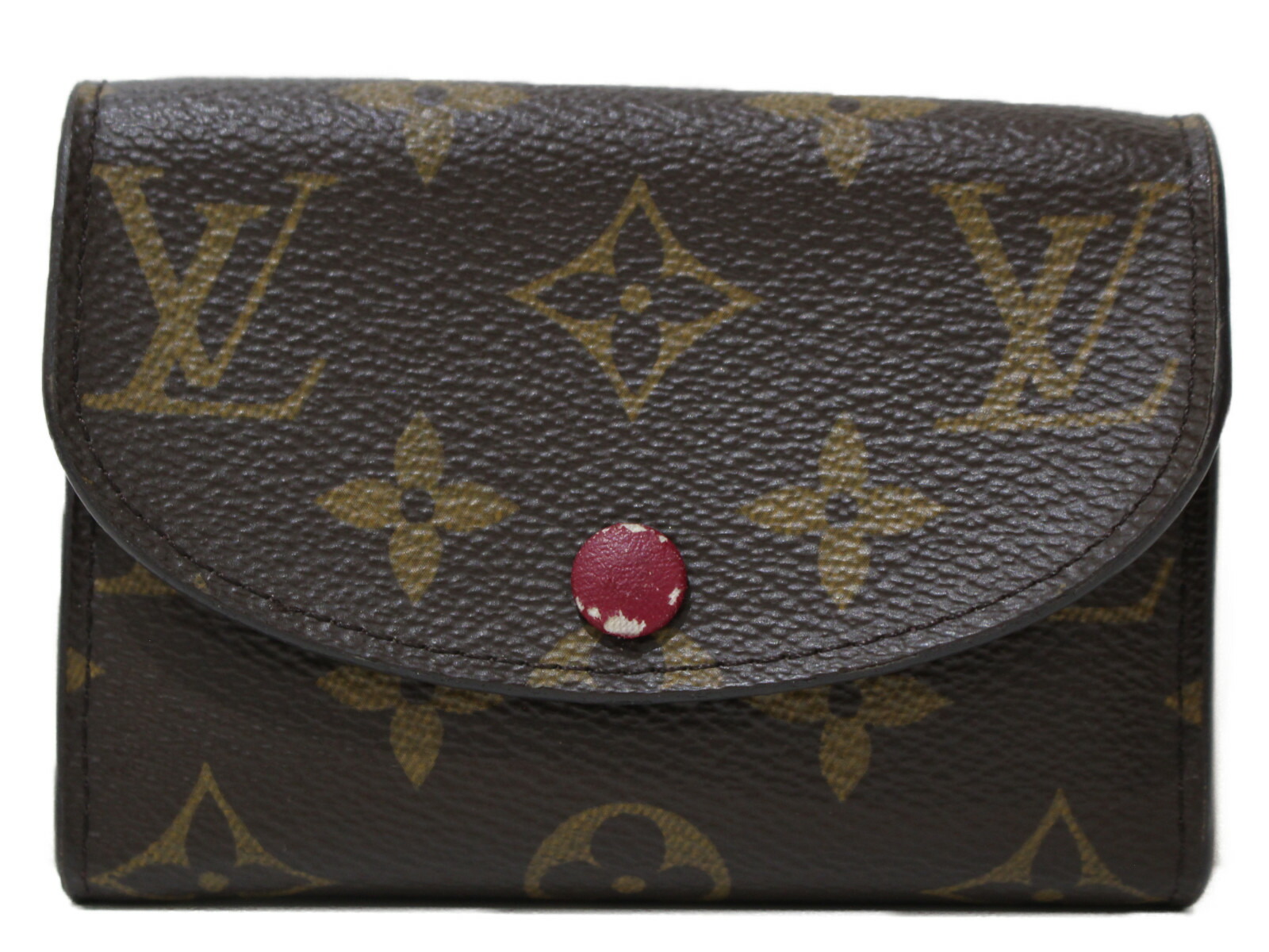 br>【箱・布袋あり】LOUIS 青く VUITTON ルイヴィトン ポルトモネ・ロザリ M41939 小銭入れ カードケース モノグラム フューシャ  ブラウン×ワインレッド イニシャル入り レディース ギフト プレゼント包装可【中古】松前R56号店