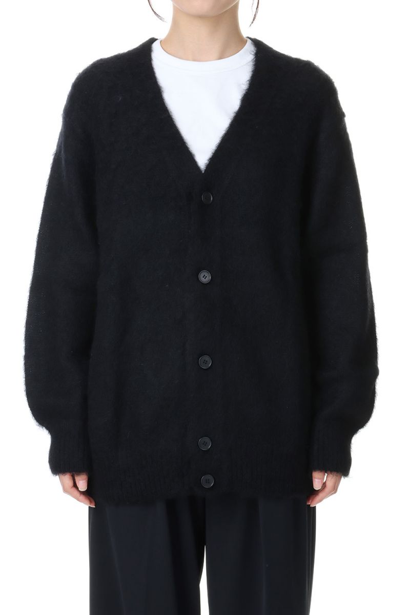 mohair shaggy crew neck cardigan-BLACK(SL7W-347) SLOANE(スローン)