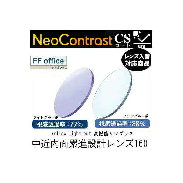 ネオコントラスト 160 中近 内面累進設計 Office 度付き ハイコントラストレンズ メガネ レンズ