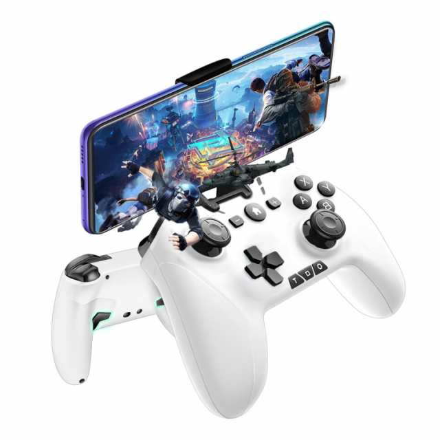 White]無線コントローラー ゲームパッド おいしく IOS/Android/PC/Switch全対応 背面ボタン 自動連射 Bluetooth /2.4GHz/有線接続 6軸ジャイロセンサー マクロ機能 二重振動 スマホ ipad iphone MFI認証 Switch  Pro/lite/OLED 各種ゲーム対応 反応速い 高耐久ボタン