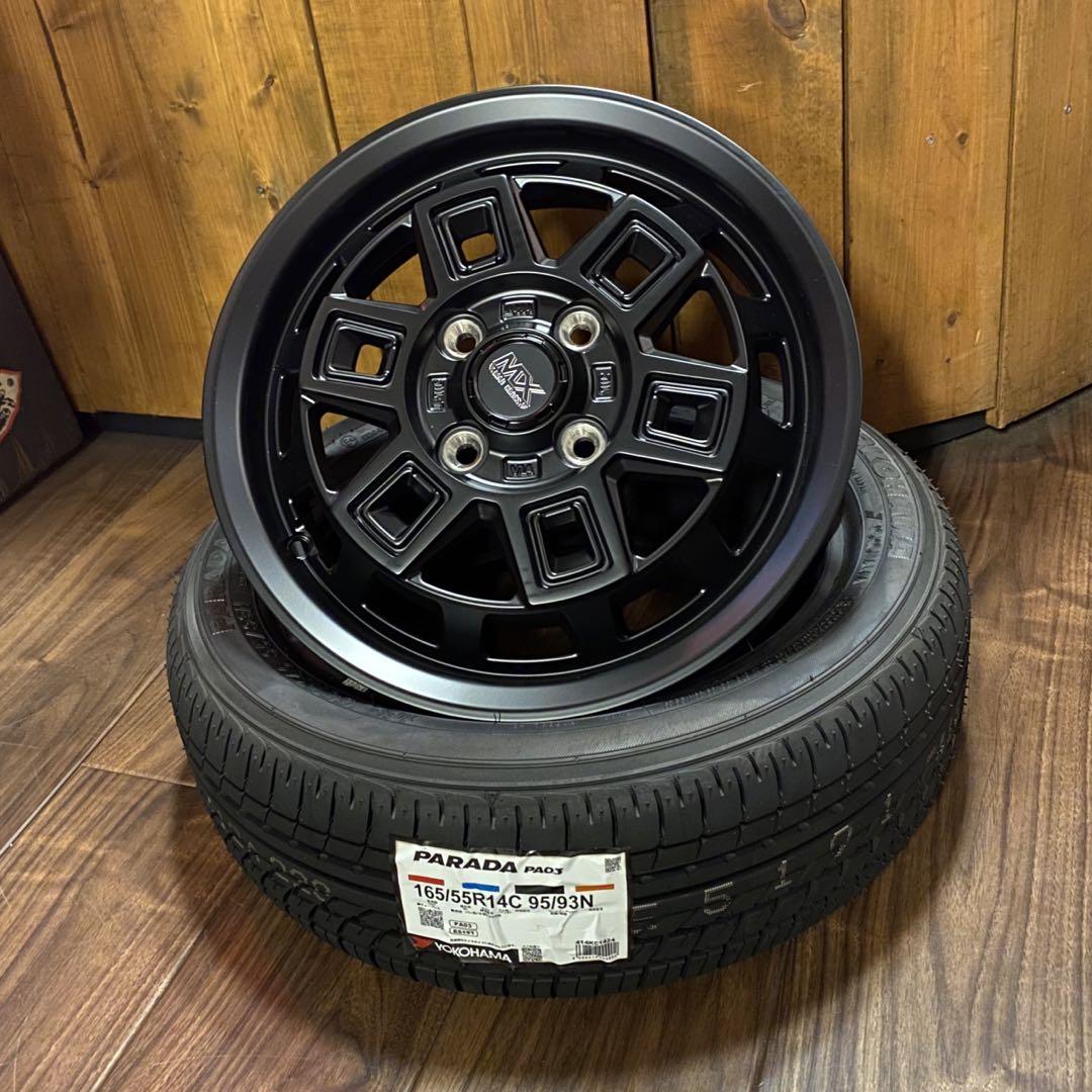 LT☆165/55R14☆マットブラック☆新品タイヤホイールセット☆４本☆