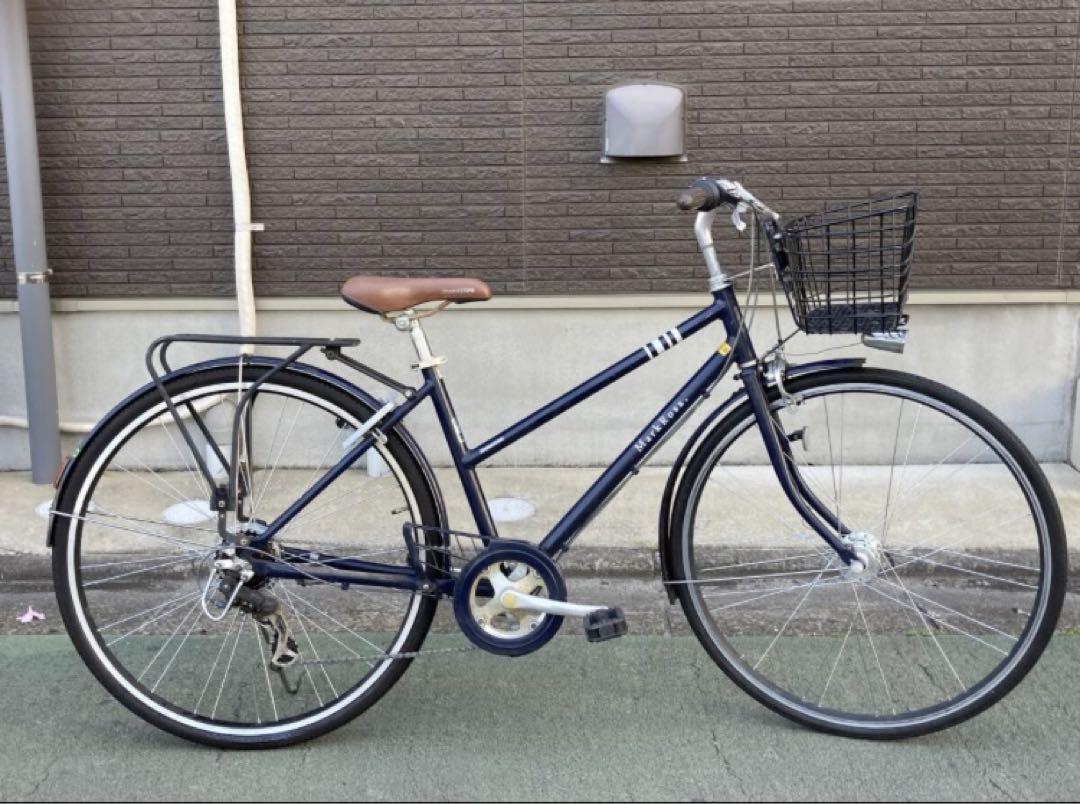 中古ブリヂストン7段変速自転車MarkRosa☆27☆新品パーツ多※配達地域