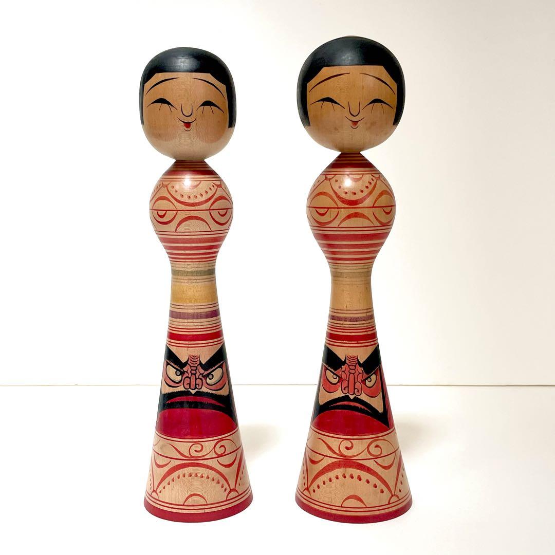 伝統こけし 盛美津雄 レアこけし 2体 高さ:31cm.30.5cm