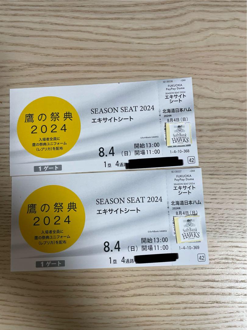 8/4(日)鷹の祭典チケット 強けれ 福岡ソフトバンクホークスvs北海道日本ハム