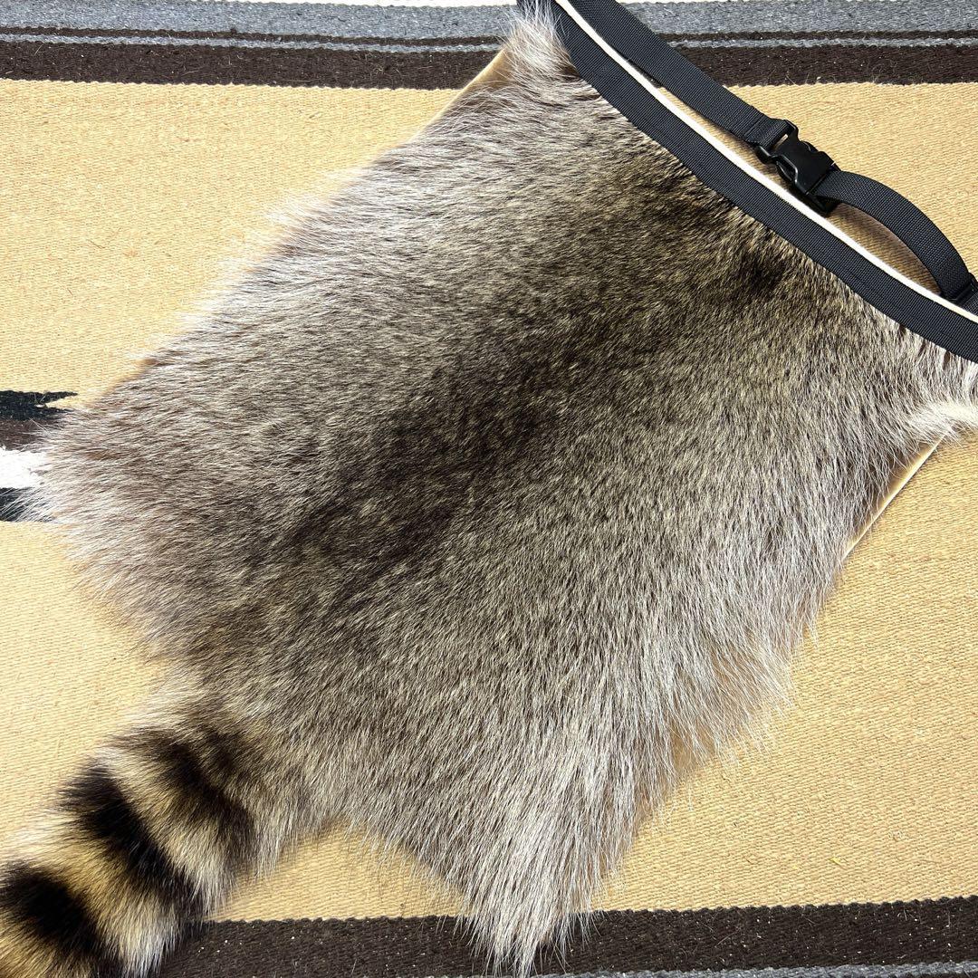 裏地付ラクーン尻尾付アライグマ毛皮敷物登山尻皮尻当てブッシュ