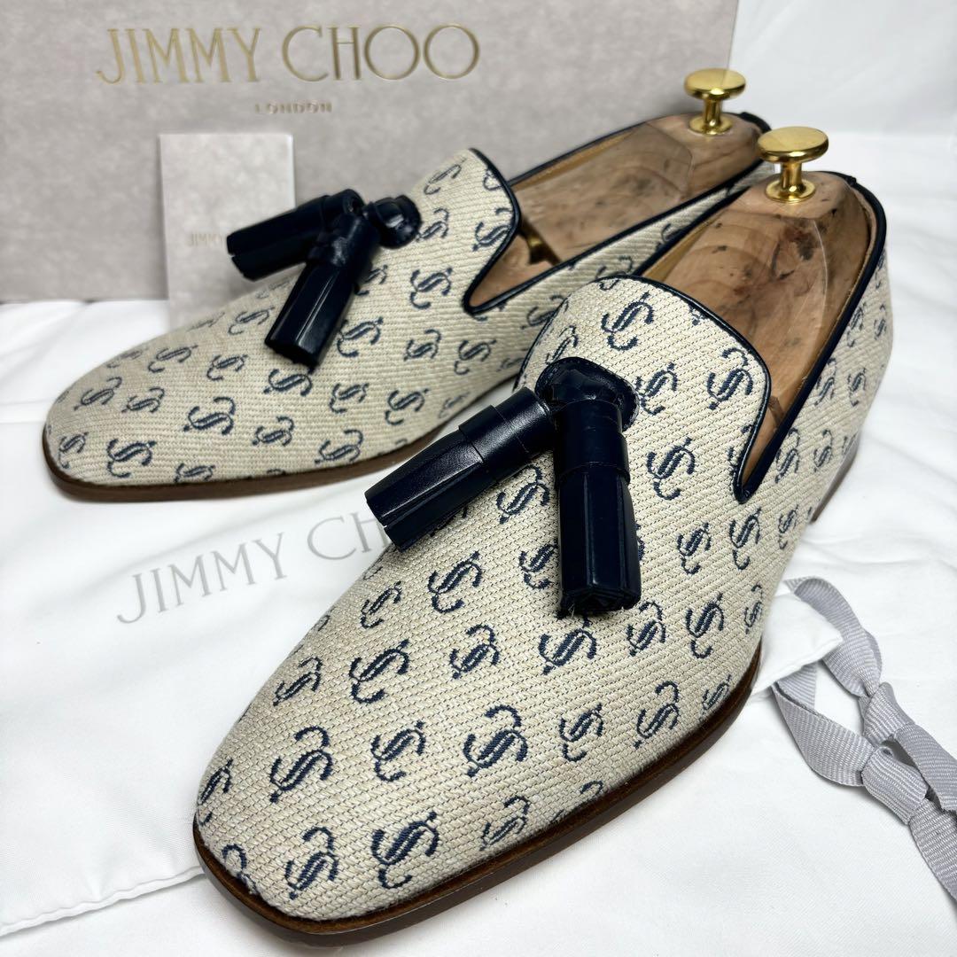 新品未使用】JIMMY CHOO FOXLEY たやすく タッセル スリッポン JCロゴ