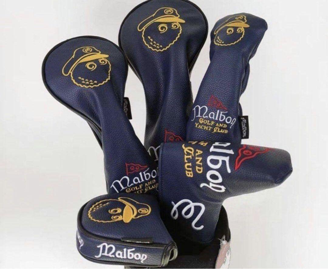 マルボン ゴルフ Malbon Golf クラブカバー ネイビー 5点セット