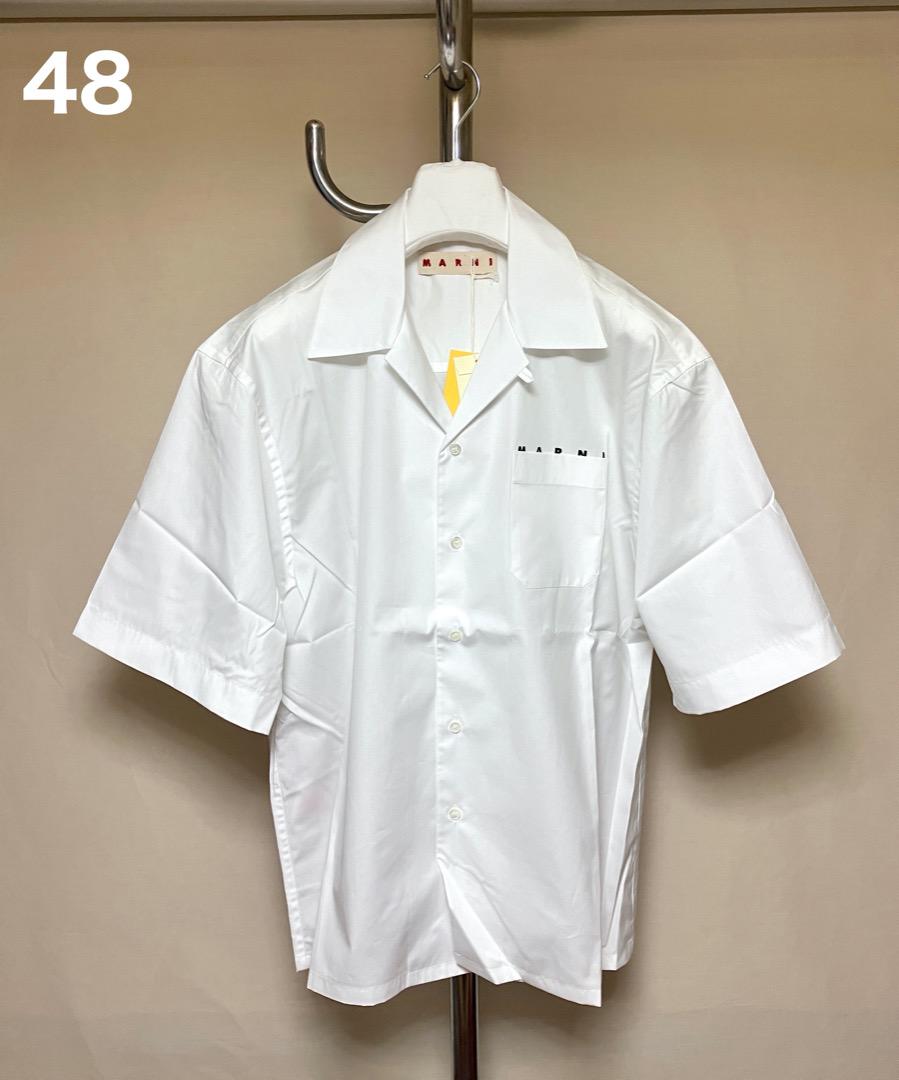 【セール】 新品 48 24ss MARNI しろ ロゴボウリングシャツ 白 6228 トップス