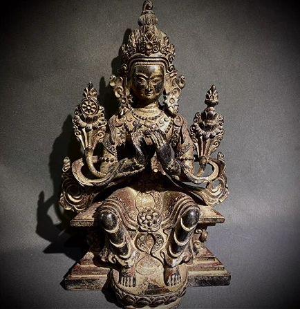 銅 細工 仏教美術 玄奘参詣準提菩薩仏像 禅意茶道 置物 装飾品