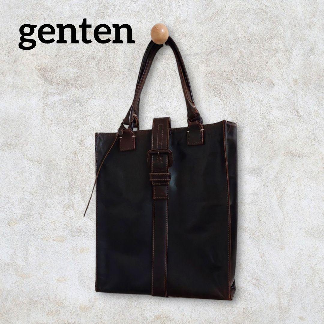 genten ゲンテン ビジネスバッグ 縦型 A4 本革 ブラウン bag