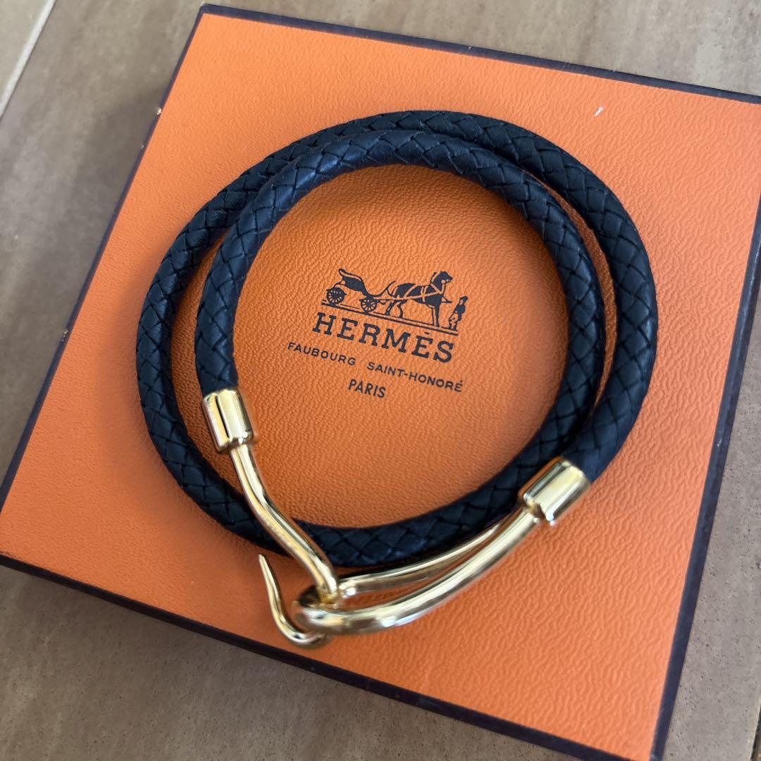 HERMES エルメス ジャンボチョーカーブレス 編み込みレザー