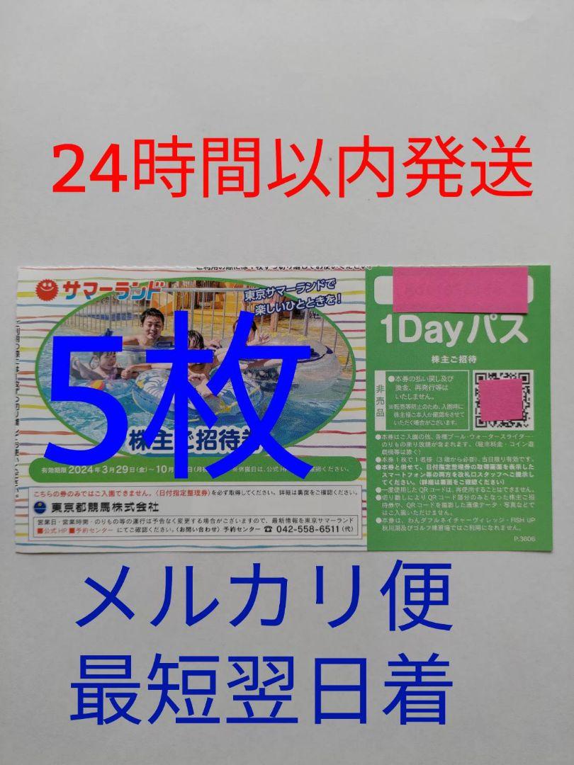 東京サマーランド 株主ご招待券 ５枚