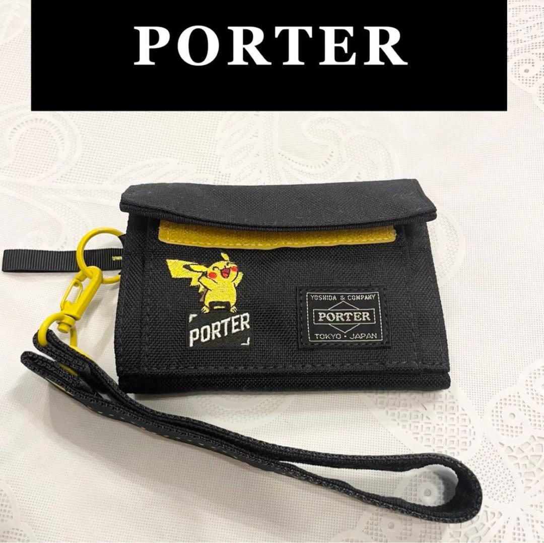 希少限定品】PORTER×ポケモン コラボ ピカチュウ 折り財布 ブラック