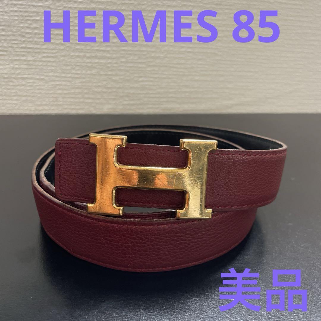 HERMES エルメス コンスタンスリバーシブルベルト85 ゴールドバックル美品 つら