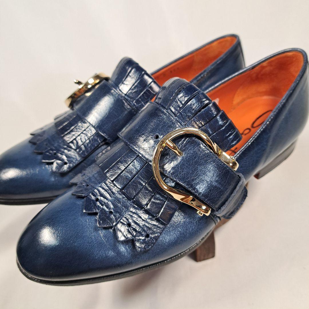 Santoni サントーニ モンクストラップ ゴールド金具 レザーシューズ