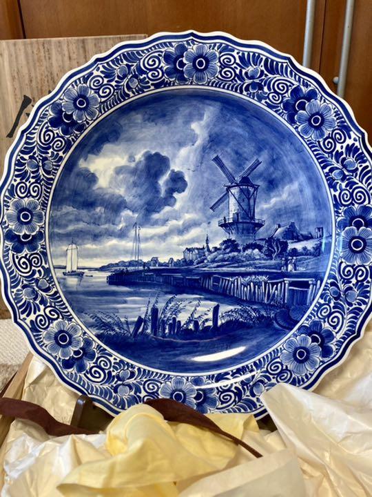 オランダ アンティーク 41㎝ 置物 デルフト 飾り皿 絵皿 delft