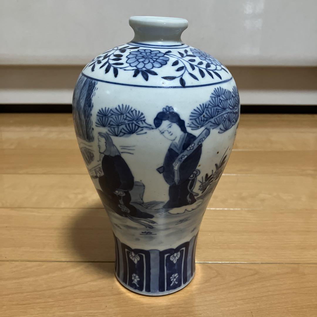 新しい季節 中国美術青花人物紋梅瓶 工芸品
