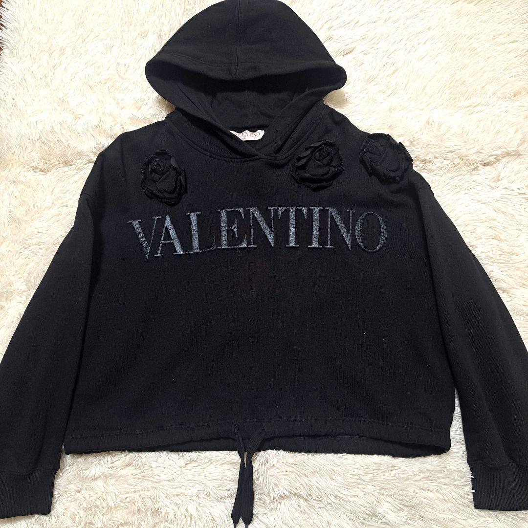 美品 VALENTINO ヴァレンティノ スウェットパーカー フラワーモチーフ