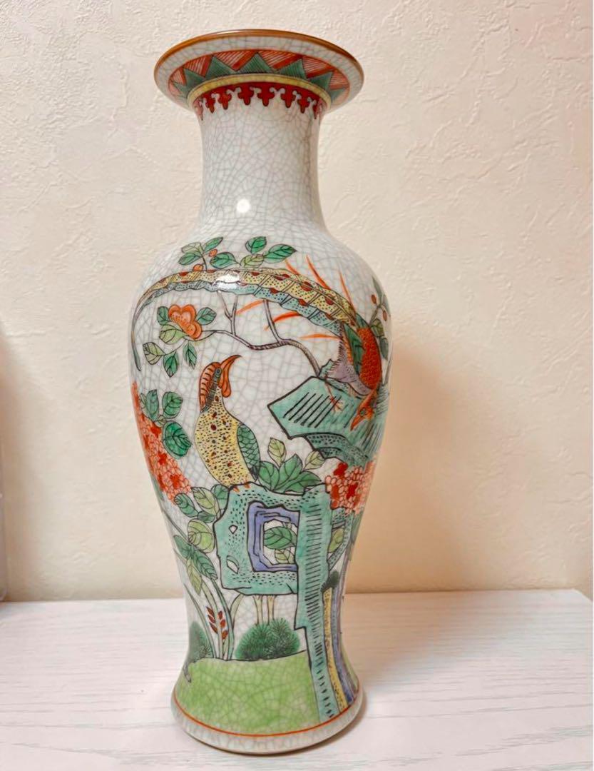 多様な 中国景徳鎮 粉彩花鳥文 壺 骨董品 花器 激しい 花瓶・フラワースタンド