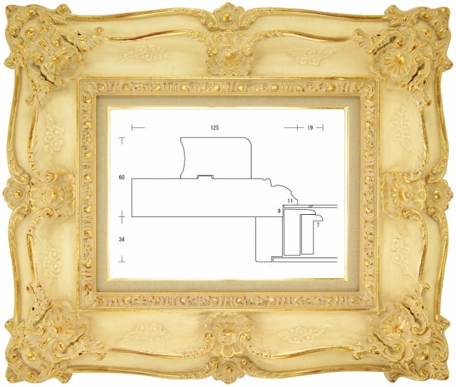 額縁 油彩額縁 油絵額縁 木製フレーム ルイ式角花ニ段 金アイボリー サイズP0号 売買されたオークション情報 落札价格 【au  payマーケット】の商品情報をアーカイブ公開