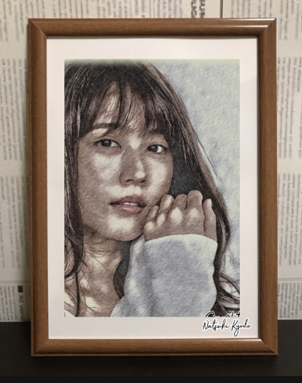 ☆限定品☆ 有村架純 額縁寸法34cm×25cm ペン画 カラー着色 サイン付き 真作 売買されたオークション情報 落札价格 【au  payマーケット】の商品情報をアーカイブ公開