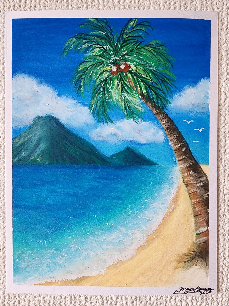 風景画 海の絵 夏 アート パステル画 絵画 イラスト オイルパステル ハワイ 売買されたオークション情報 落札价格 【au  payマーケット】の商品情報をアーカイブ公開