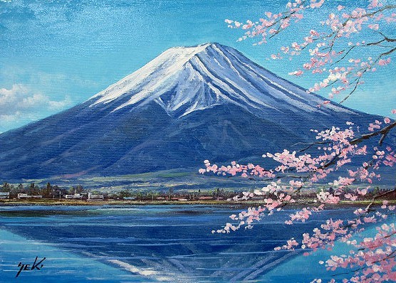 油彩画 洋画 油絵額縁付きで納品対応可 M15号 「富士と桜」 関 健造 売買されたオークション情報 落札价格 【au  payマーケット】の商品情報をアーカイブ公開