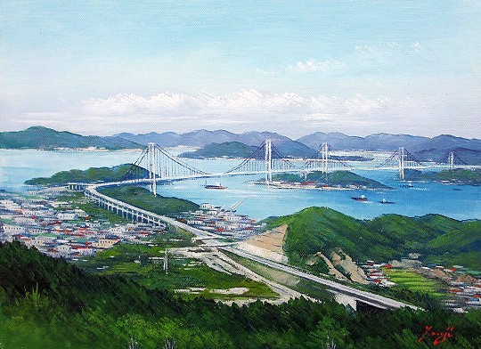 油彩画 洋画 油絵額縁付きで納品対応可 P20号 「しまなみ街道」 辻 京子 売買されたオークション情報 落札价格 【au  payマーケット】の商品情報をアーカイブ公開