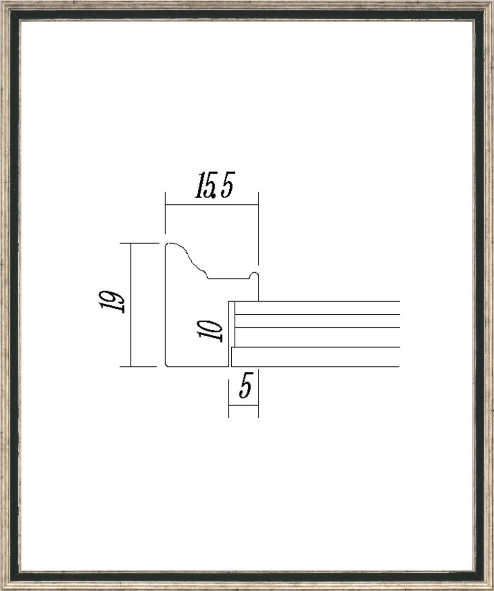 デッサン用額縁 木製フレーム 5902 四ッ切サイズ Ｓ/グリーン シルバー