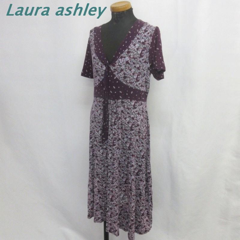 OS7186■Laura ashley/ローラアシュレイ■半袖花柄ワンピース訳有 面倒く