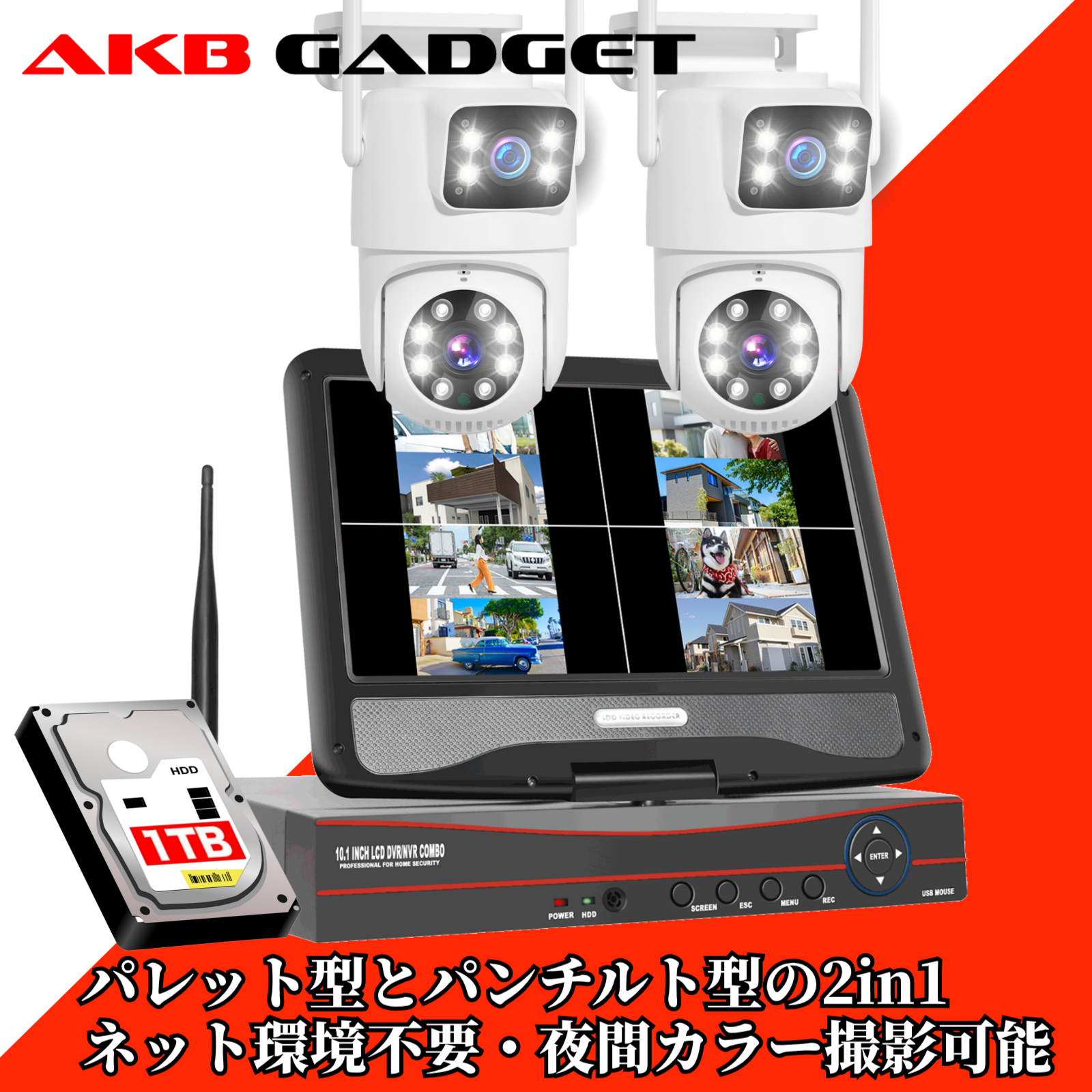 取付工事込み☆新品☆防犯カメラ2台とTVモニター電源不要ソーラーで悪天候でも稼働 取付工事込み☆新品☆防犯カメラ2台とTVモニター電源不要