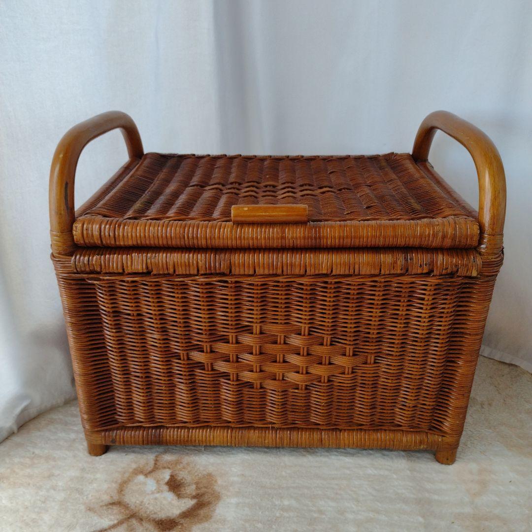 極上品 竹細工 茶道収納 手作工芸品 菓子折り蓋付竹カゴ 籠 便攜