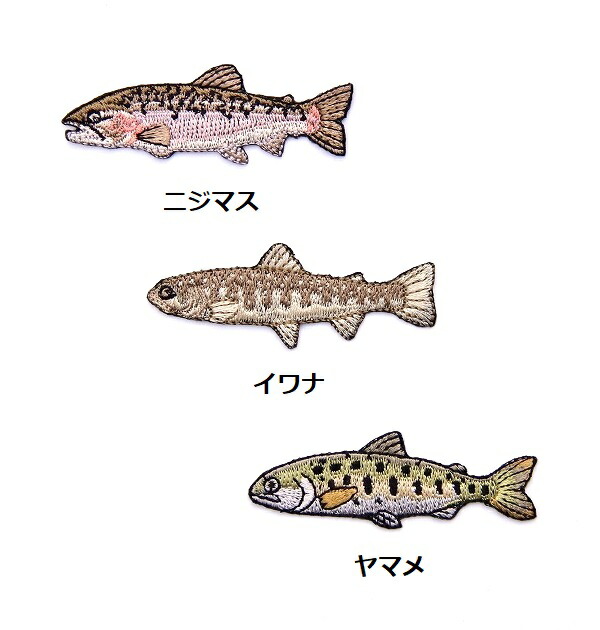 ワッペン ニジマス イワナ ヤマメ 細長かっ 鮭（サケ）科の川魚