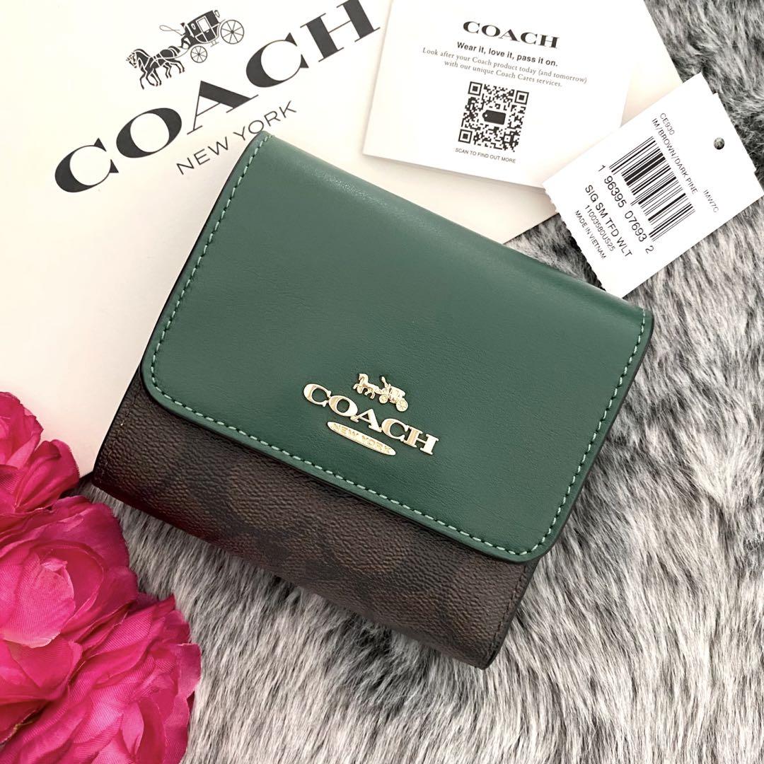 r様 COACH グリーン 二つ折り財布 coach 二つ折り 財布 グリーン