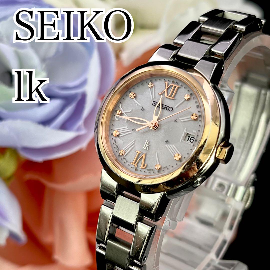 稼動品 腕時計 SEIKO lk セイコールキア 電波ソーラー デイト スクエア レディース